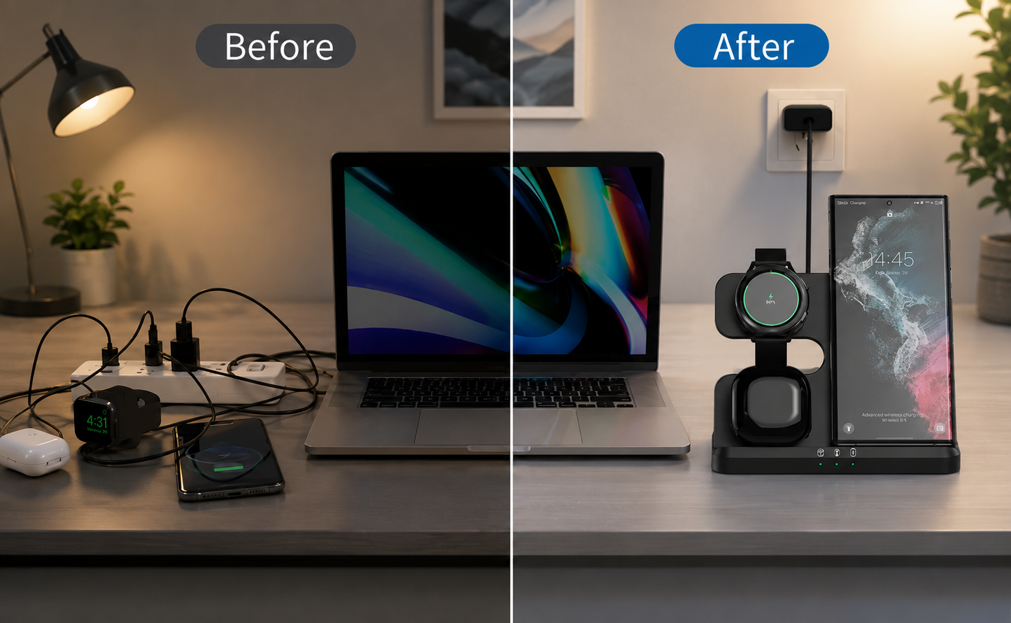 Vertical Wireless Charger Wireless Dock 3in1 Mobile Phone Headphone Charging Stand