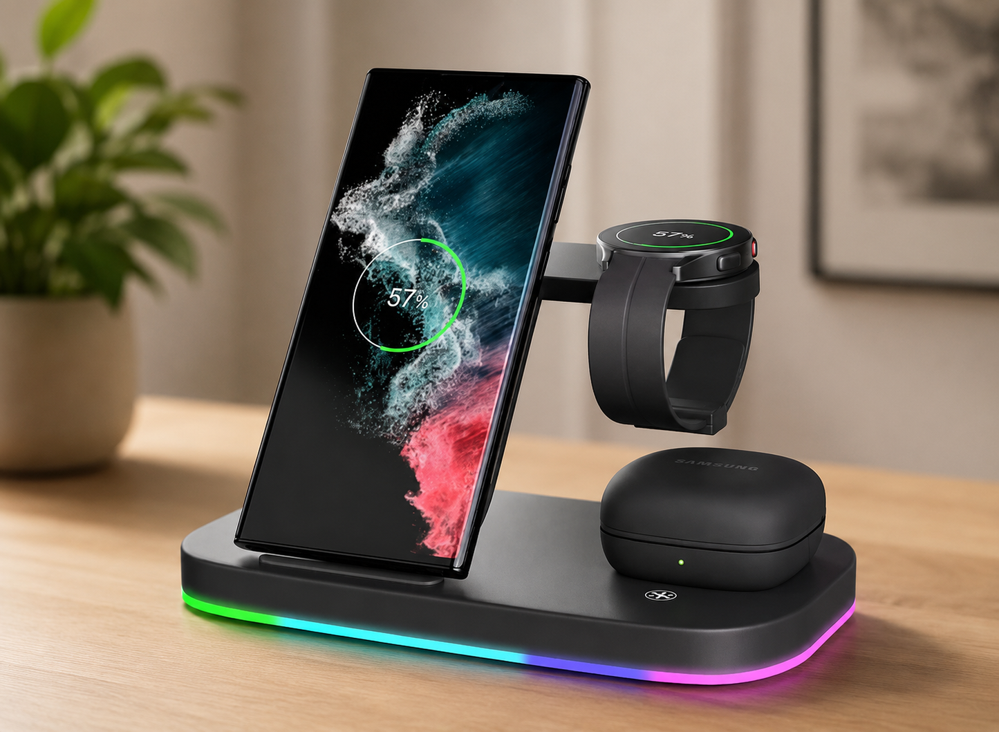 Vertical Wireless Charger Wireless Dock 3in1 Mobile Phone Headphone Charging Stand