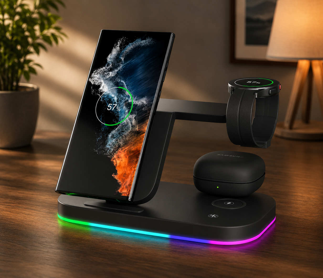 Vertical Wireless Charger Wireless Dock 3in1 Mobile Phone Headphone Charging Stand